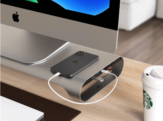The Monitormate Probase X aluminium Monitor Stand elevates your desktop and includes a fast charging port.