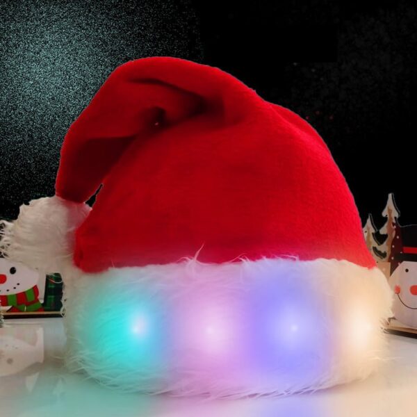 5139a9f6-44f7-43cc-a2e5-c1dda1d33c9b.jpg Light Up Santa Hat with LED Lights - Plush & Festive for Adults & Kids (Warm or Colorful Lights)