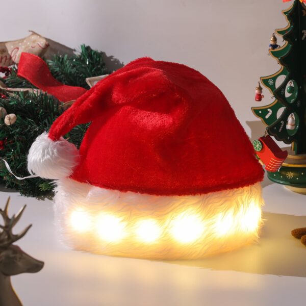 792b82cc-4b2c-4e57-8f88-fe639de83a12.jpg Light Up Santa Hat with LED Lights - Plush & Festive for Adults & Kids (Warm or Colorful Lights)